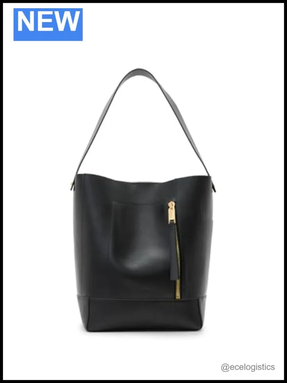 Hobo Bag Black Leather Shoulder Strap Women's Handbag - Medium